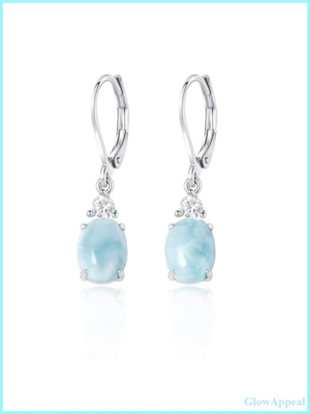 Larimar Drop Earrings 925 Sterling Silver Dangle for Women